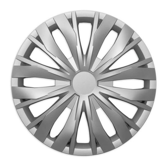 Lot De 4 Enjoliveurs 15 Pouces Argenté Et Noir - Pour Jantes 15" - Faciles à Installer Sans Outils