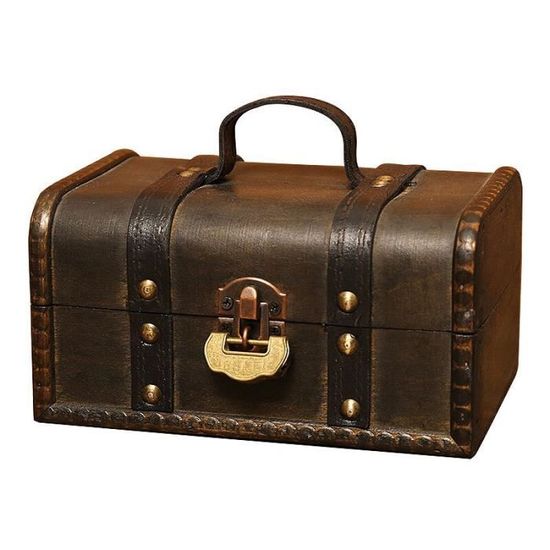 Rétro coffre au trésor Vintage en bois boîte de rangement Antique Style bijoux organisateur pour gar PRESENTOIR A BIJOUX 5962