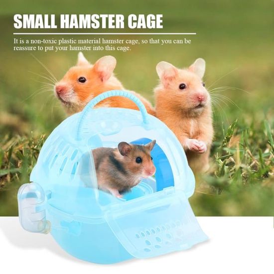 Sonew cage de souris Cage de hamster portable en plastique transparent souris maison accessoires entièrement équipés (bleu)