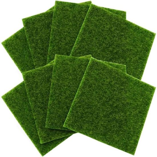 Mini Simulation Gazons,Gazon Moderne,Tapis De Pelouse Verte Artificielle, Herbe De Mousse Miniature,Micro Ornement Paysage Décoration,avec Mousse Artificielle,pour Micro Paysage Jardin Décoration,4Pcs
