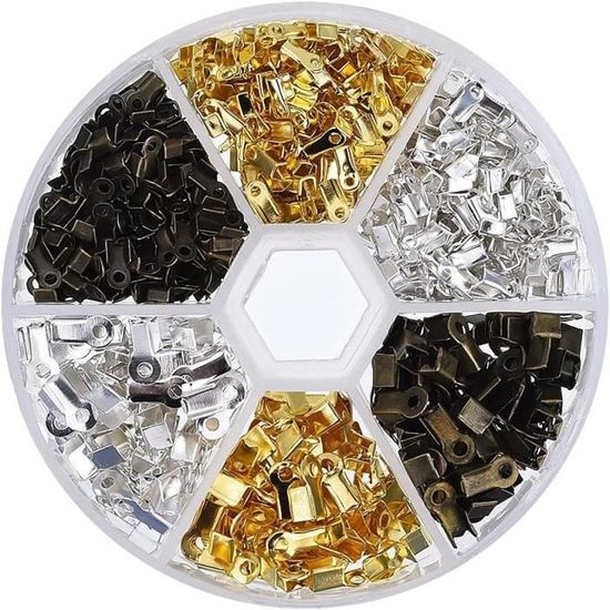 AHANDMAKER Lot De 345 Embouts De Cordon Dorés - 7 Tailles Pour Bijoux, Colliers Et Bracelets