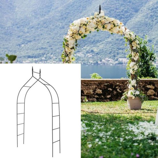 Arche De Jardin Gothique COSTWAY 287cm - Métal Noir - Support Plantes Grimpantes - Décoration Mariage