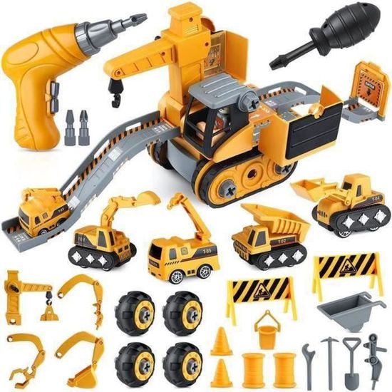 Pup Go Voiture de construction 3 en 1 pour enfants à partir de 3 ans, jouet de construction 46 pièces avec perceuse électrique, voiture éducative à Pup Go Voiture de construction 3 en 1 pour enfants à partir de 3 ans, jouet de construction 46 pièces avec perceuse électrique, voiture éducative à