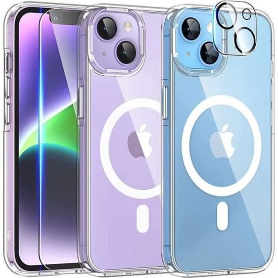 Coque pour iPhone 13 en Acrylique Transparent Compatible Magsafe 2x Vitres Verre Trempé