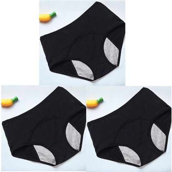 Yintry Fille Culotte Menstruelle sous-Vêtements en Coton Respirant Anti-Fuite Culottes de Protection Lot de 5, 5 Noir, 14-16 ans