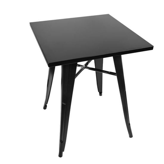 Table De Bar Carrée En Bois Et Fer - 60x60x75 Cm, Charge Max 120 Kg, Style Industriel Pour Cuisine, Salon, Bar Ou Jardin (Base 42x42 Cm) - 6