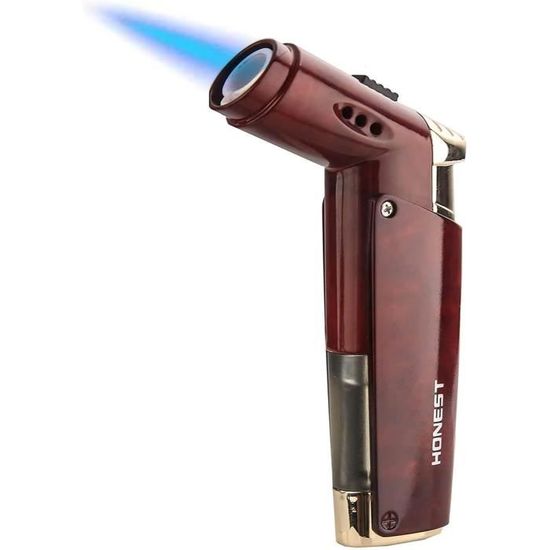 Briquet Torche Triple Jet PROMISE – Rechargeable Butane, Coupe-Vent + Poinçon Cigare, Style Gunmetal Élégant