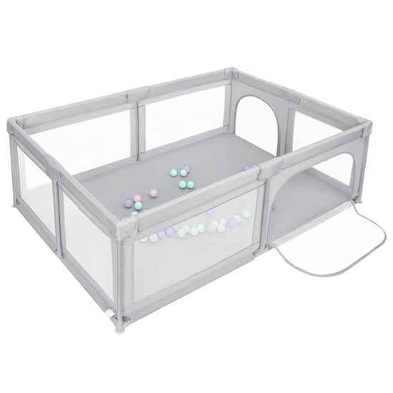 Parc Bébé 180x120 Cm Modulable - Avec Porte Zippée Et 50 Boules Incluses