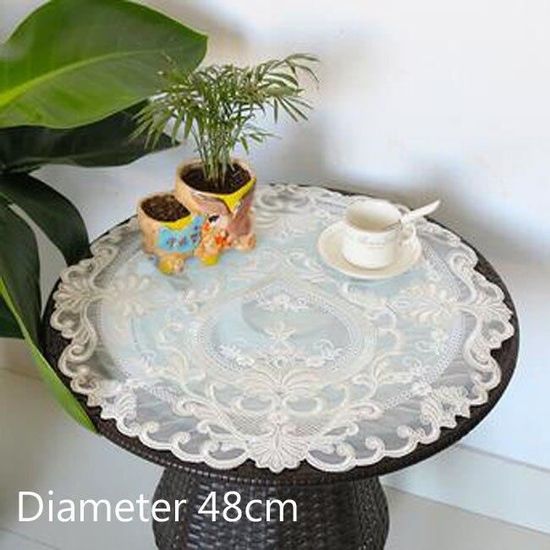Lot De 4 Napperons Dentelle Florale Ronds - Dessous De Verre Brodé - Fête Banquet