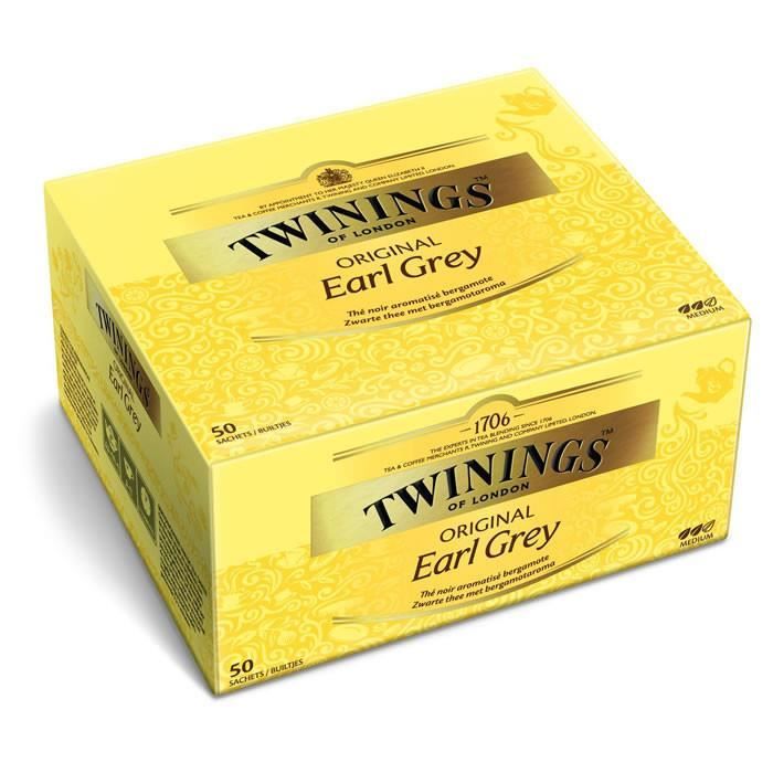 Cafe Moulu - LOT DE 3 - TWININGS Thé noir Original Earl Grey 50 Sachets