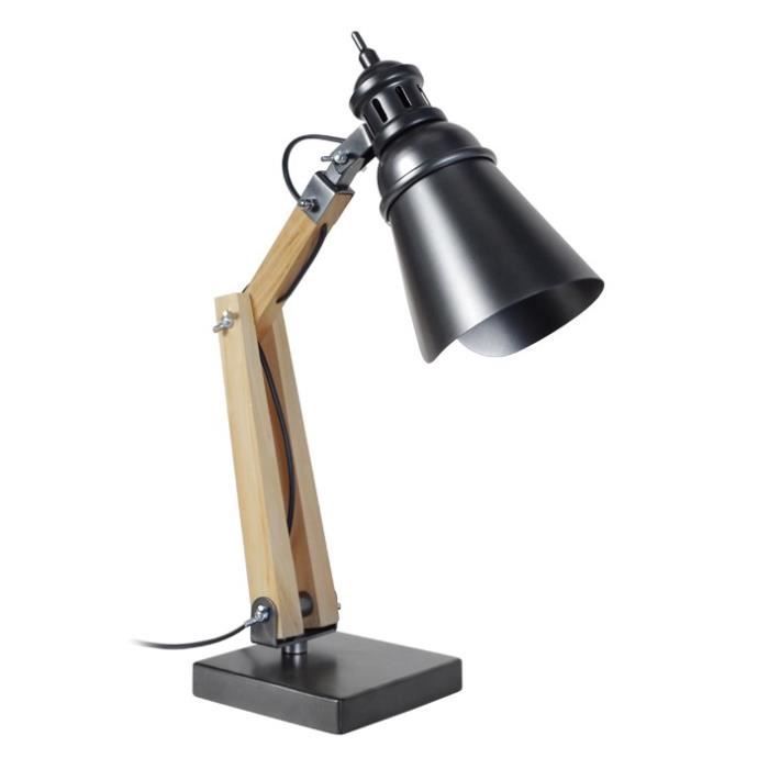 TOSEL Lampe de bureau 1 lumières - luminaire intérieur - acier bronze - Style vintage - H66cm L15cm P46cm