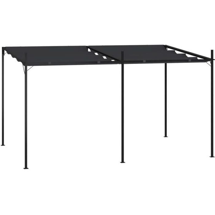 Pergola Tonnelle Auvent Belvédère avec toit rétractable 4x3x2.33 m