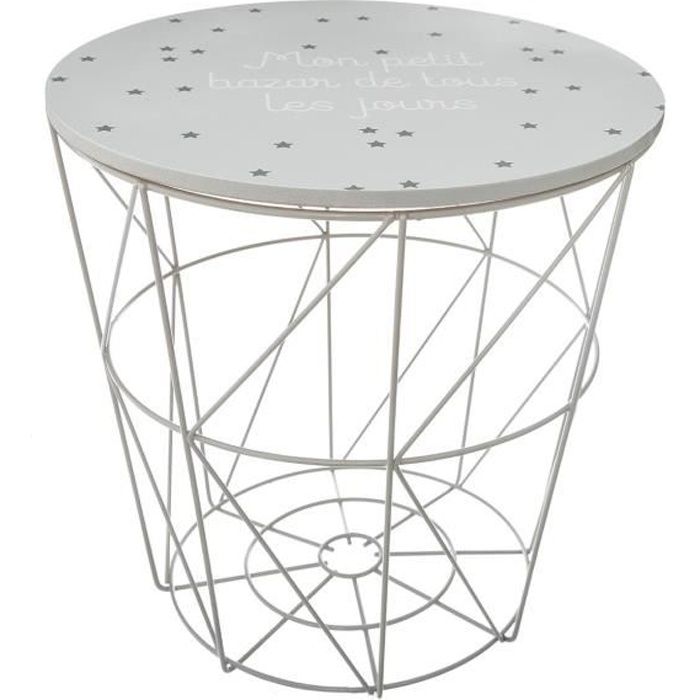 Atmosphera - Table Rangement en Métal et Bois pour chambre d'enfant Kumi Gris