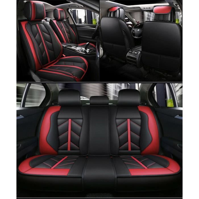 Jeu Complet Housses De Sièges Cuir Eco Accent Rouge Pour Nissan Renault Citroën