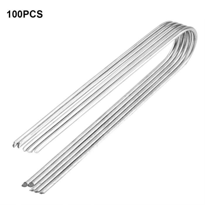 Lot de 100 piquets de Fixation en Acier pour bâche Anti-Mauvaises Herbes HB046 -VIE