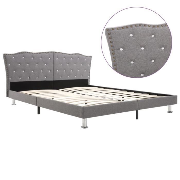 LULO Boutique Cadre de lit Gris clair Tissu 160x200 cm