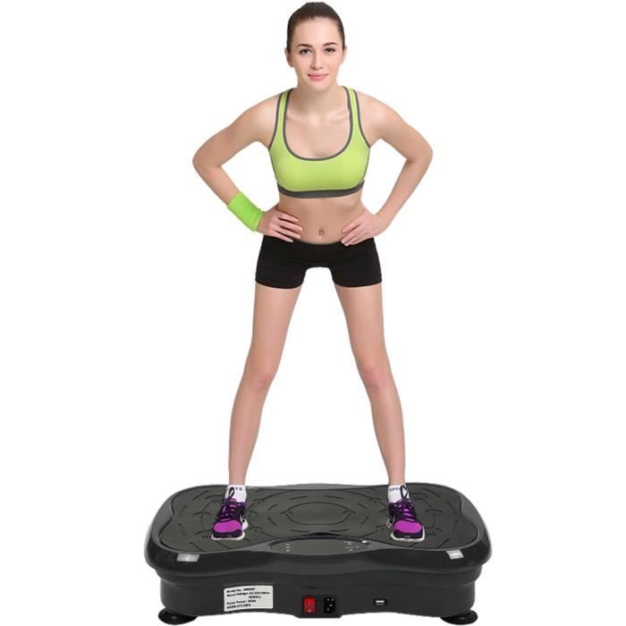 Fitness Plateforme Vibrante Papillon 10 Programme Pro Plateforme Oscillante Avec haut-parleur USB Noir