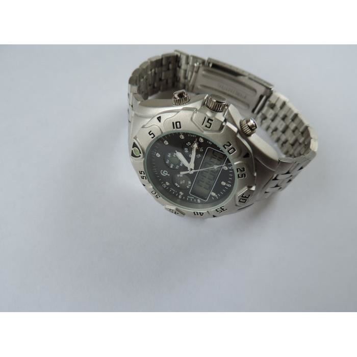 CP-Cheifel Montre Chronographe avec 4 Voyants LCD