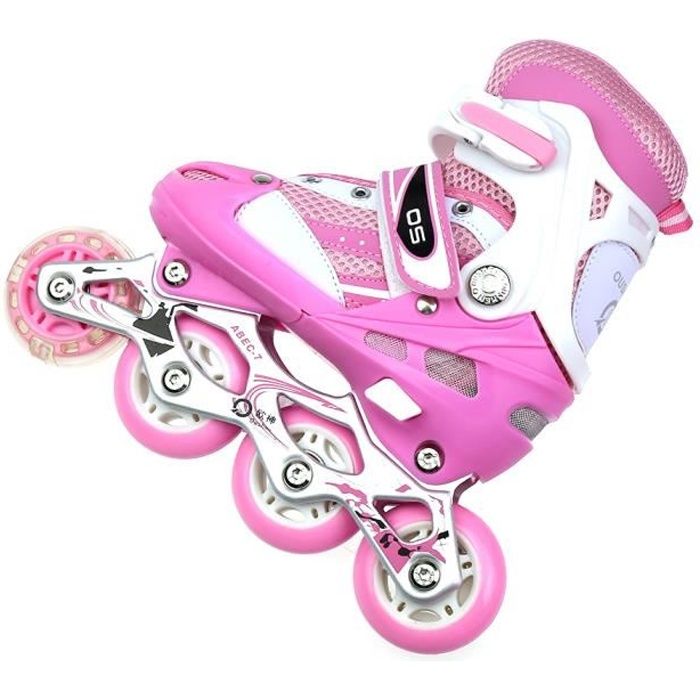 Patins a Roulettes Rose Reglable Entre31-34 Flash Unique 31-