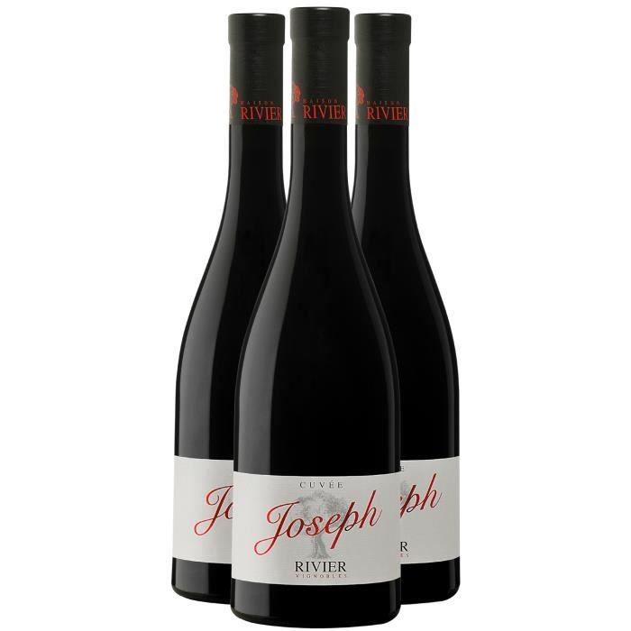 Côtes du Rhône Villages Chusclan Cuvée Joseph Rouge 2021 - Lot de 3x75cl - Maison Rivier - Vin AOC Rouge de la Vallée du Rhône
