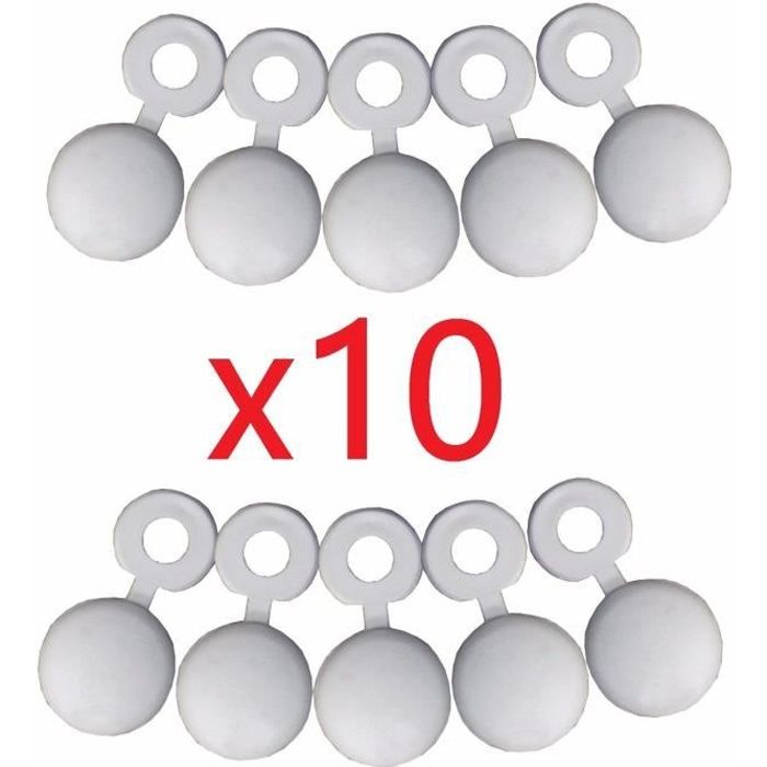 LOT DE 10 CACHE RIVET BLANC PLAQUE D'IMMATRICULATION VOITURE AUTO MOTO SCOOTER MOBYLETTE PROTECTION PLASTIQUE VIS BOULON FIXATION