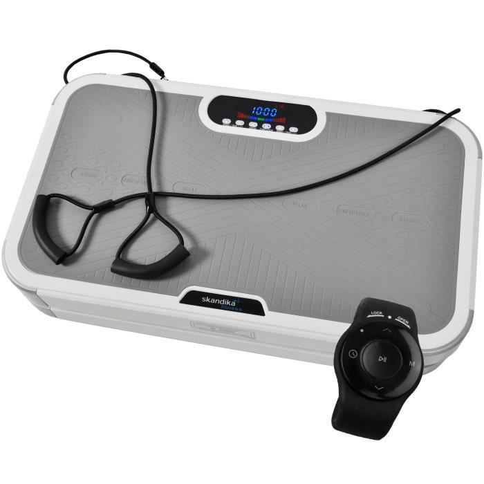 SKANDIKA Plateforme vibrante oscillante Plate 900 Plus - 5 Programmes - 2 Moteurs - Télécommande au poignet - Gris