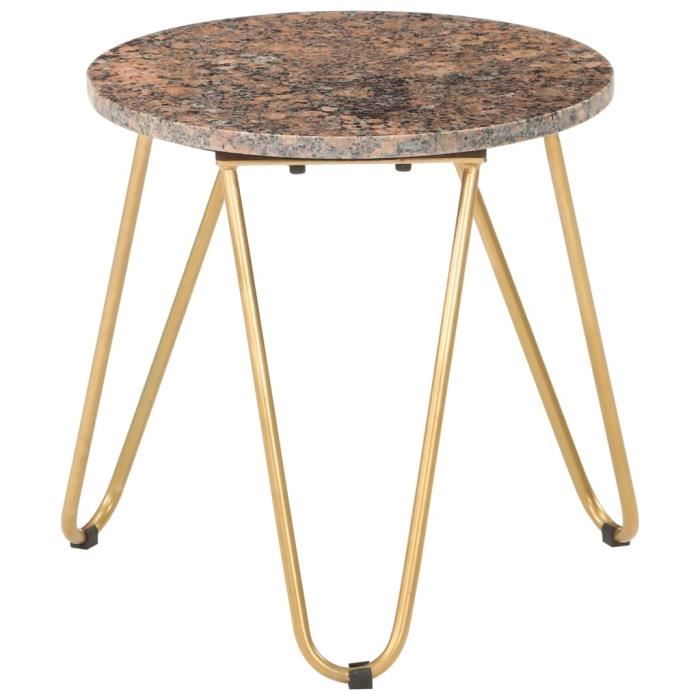 Table de Salon Scandinave Table Café -Table Basse Style Industriel - Rouge 40x40x40 cm Pierre véritable texture marbre