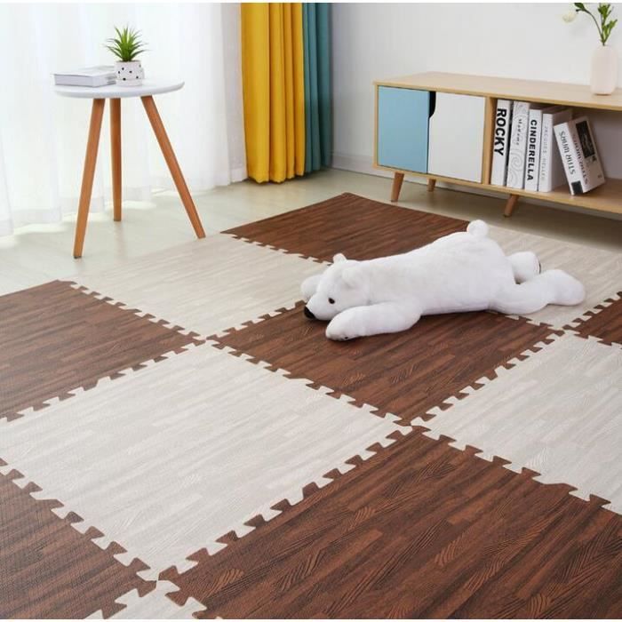 Tapis d'éveil,Puzzle en bois enfants tapis 30*30cm imperméable couture chambre doux plancher rampant bébé tapis - Type F-9 pieces