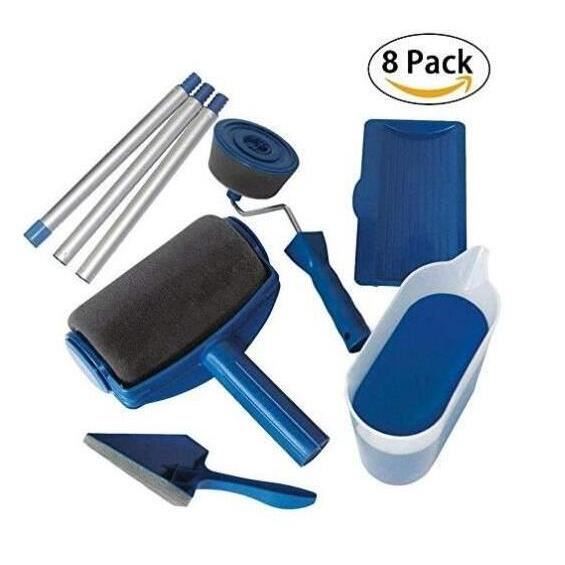 8PCS Kit de Rouleau de Peinture sans Couture Paint Roller avec Petit Brosse pour Peinture sur Mur/Plafond/Porte/Maison