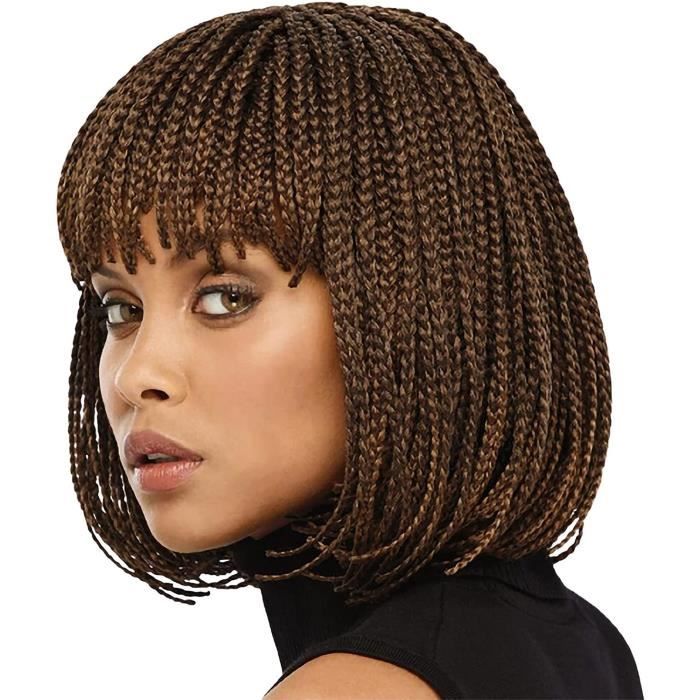 Perruque Tresse Africaine Femme Tissage Femme Tresses Africaines Courtes Perruque de Cheveux Bouclés Maille Extensible Fibre Ch 931