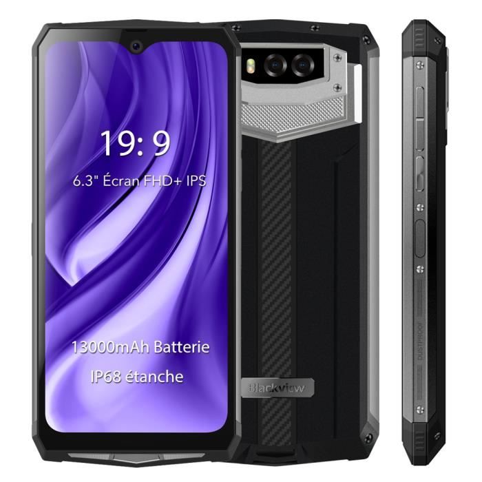 Smartphone Incassable IP68 Etanche Antichoc Blackview BV9100 6.3- 13000mAh Batterie 16MP Caméra 64Go Téléphone portable NFC - Argent