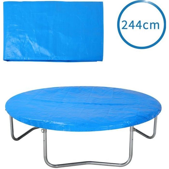 Bâche pour trampoline en PE - Housse de protection de 244cm bleu