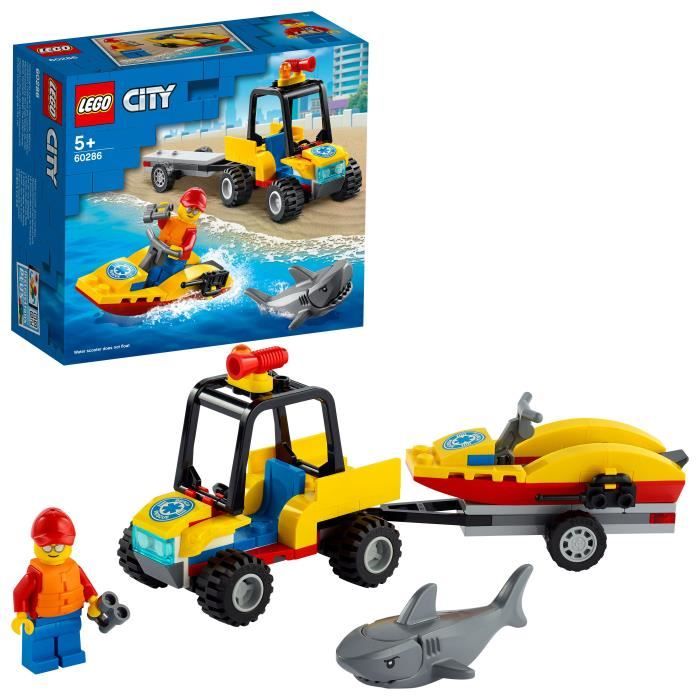 LEGO® City 60286 Le Tout-Terrain de secours de la plage, jeu de construction avec voiture de secours, jet-ski et figurines
