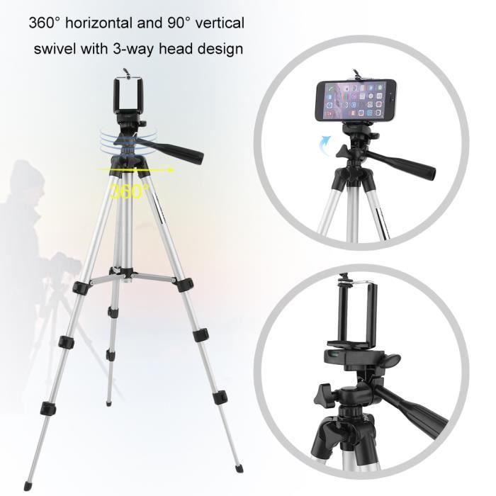 Support professionnel de support de trépied d'appareil-photo de téléphone portable 35-106cm