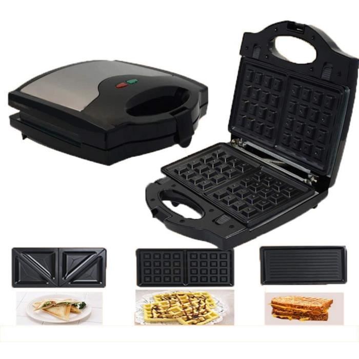 3 en 1 Gaufrier Belge Sandwich Machine électrique Fer à panini Convient pour Restaurant Snack Bar Famille