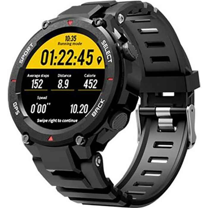 Bracelet silicone / plastique homme - Lotus - Montre Lotus connectée GPS Smartime noire - Couleur de la matière:Noir
