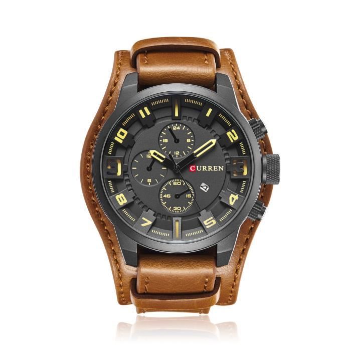 Montre Homme Oricean Mouvement à Quartz bracelet en Cuir Etanche Meilleur Cadeau pour Les Hommes Garçons