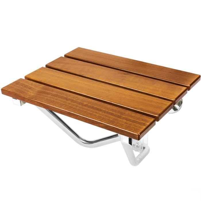 Siège de douche rabattable. Chaise pliant en bois tropical et aluminium - KD08300