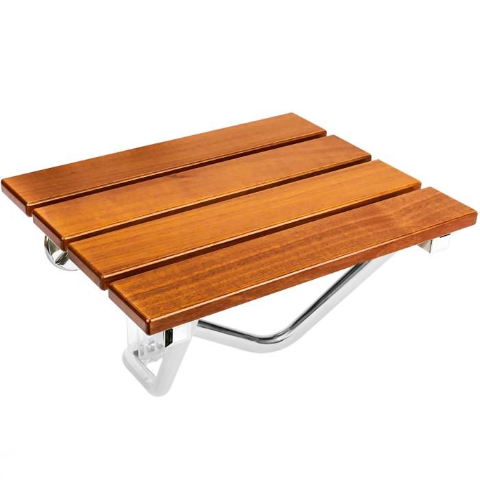 Siège de douche rabattable. Chaise pliant en bois tropical et aluminium - KD08300