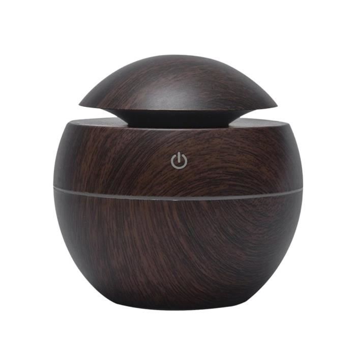 Diffuseur Ultrasonique 130ml USB Imitation Bois foncé Aromathérapie Huile essentielles Vapeur d'eau, Humidificateur.