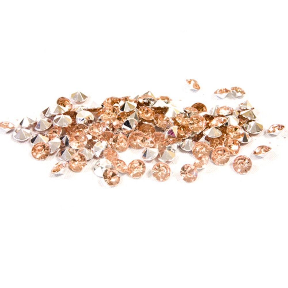 Décoration de table avec mini strass diamant rose gold et transparent (x120) REF/DEC851