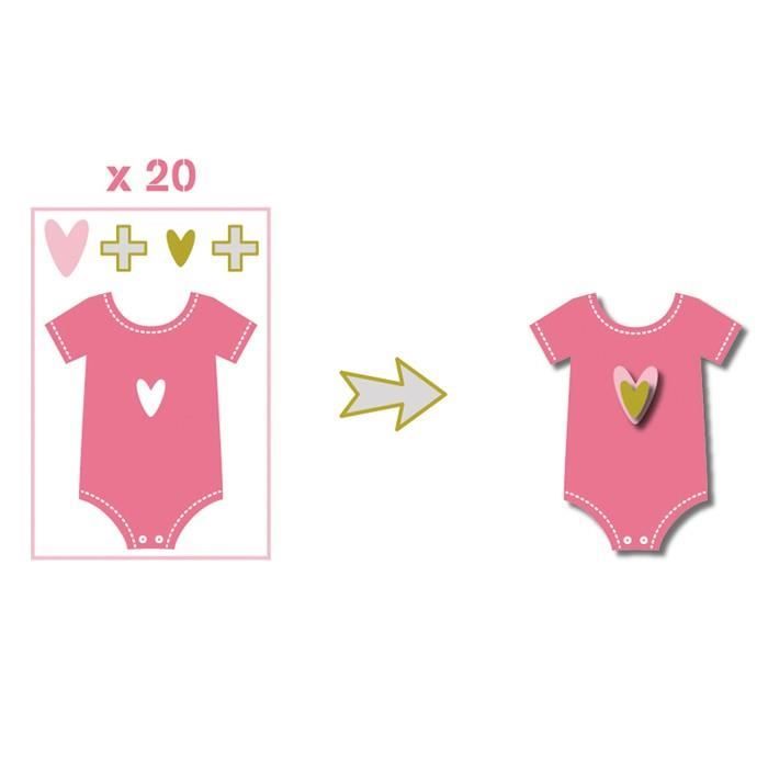 TOGA Pack de 20 Formes Découpées Body Rose Vert Gris