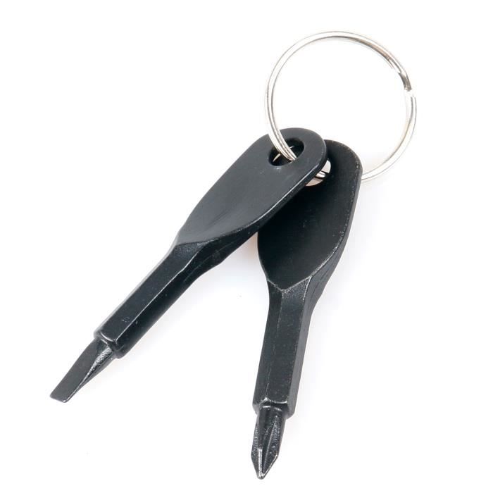 TRIXES Outil Porte-Clés Noir Tournevis Phillips et Plat