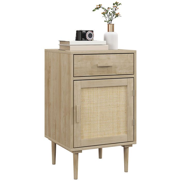 Table de chevet HOMCOM avec placard et étagère porte rotin tissé + 1 tiroir design bohème - 40 x 40 x 68 5 cm naturel Table de chevet HOMCOM avec placard et étagère porte rotin tissé + 1 tiroir design bohème - 40 x 40 x 68 5 cm naturel