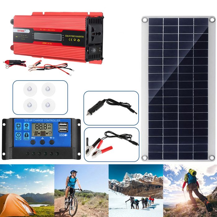 Kit De Panneau Solaire Flexible 150 W 300 W 450 W 600 W, Panneau Solaire Monocristallin Avec ContrôLeur 40 A Pour Chargement De Batterie 12 V, Pour Toit, Camping-Car, Bateau, Surface InéGale,450W