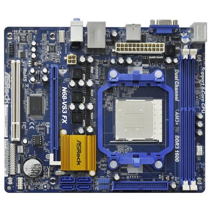 Carte mère ASRock N68-VS3 FX NVIDIA GeForce 7025 Socket AM3+ 2xDDR3 16GB Micro ATX Reconditionné - ASRock reconditionné disponible sur Cdiscount Seconde Vie