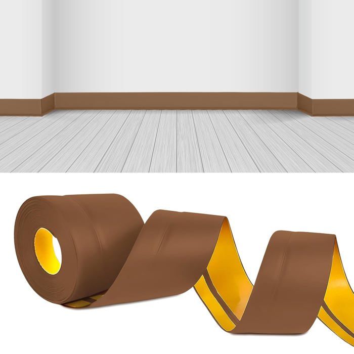 Plinthe Souple PVC Autocollante 50x20 Mm, Rouleau 24 M - Imperméable, Anti-moisissure, Pour Cuisine, Salle De Bain