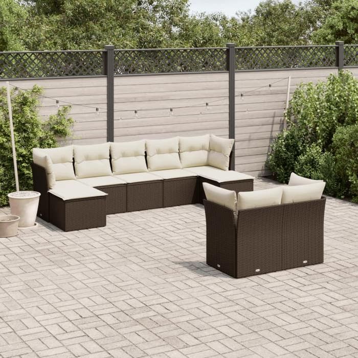 VIDAXL Salon jardin modulaire 9 pcs résine tressée - vue 6