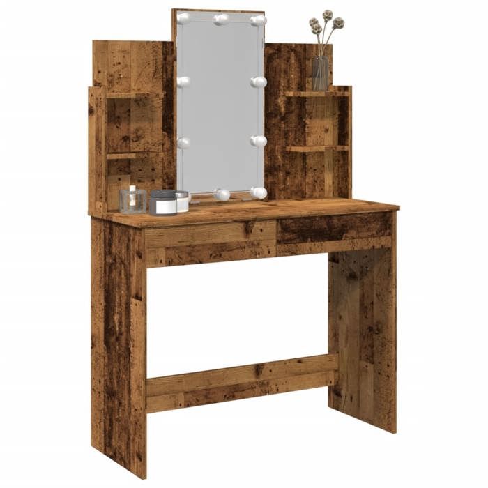Moderne Coiffeuse avec lumières LED - VIDAXL - vieux bois 96x40x142 cm 868589