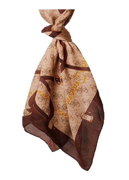 GUESS Écharpe marron brun foncé pour femme Foulard Scarf 130X130